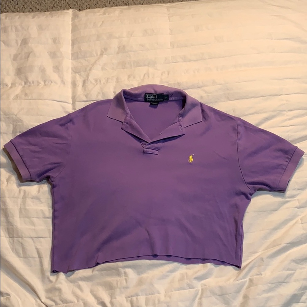 RALPH LAUREN CROPPED PURPLE POLO